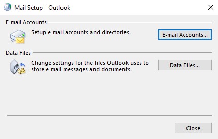 Outlook E-mail Accounts Window