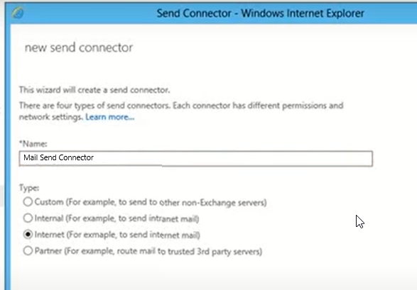 create new send connectors