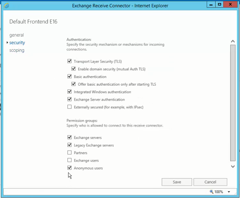 receive connectors security