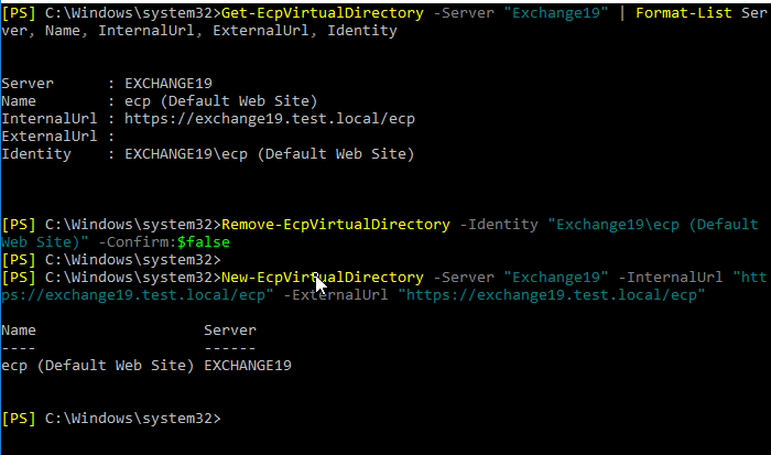 Recreate Exchange Control Panel (ECP)