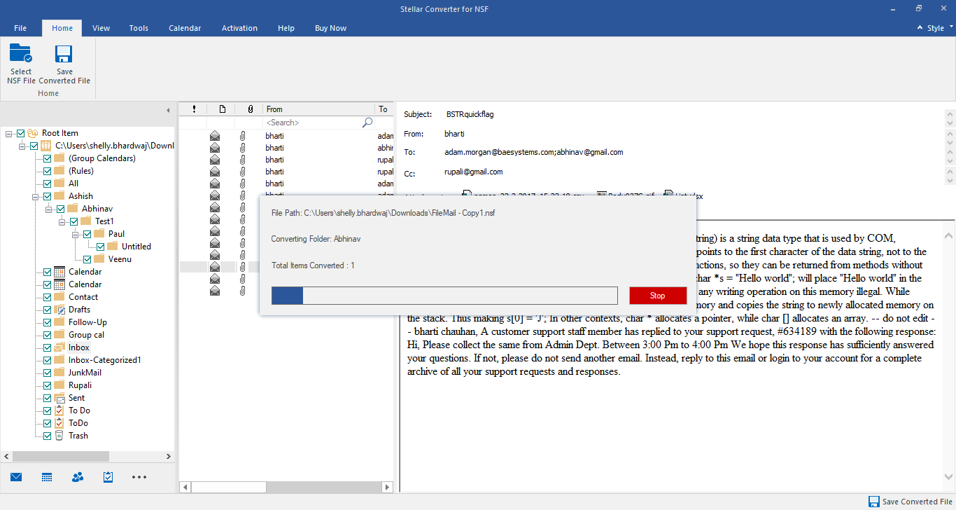 saving converted nsf file to pst