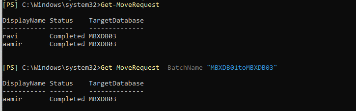 check batch migration or move request status