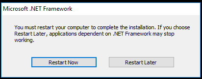 restart server after installation net framework