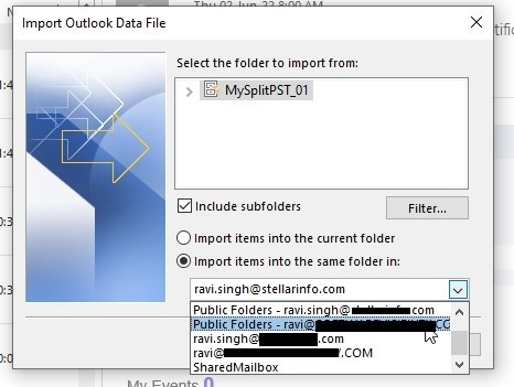 import outlook pst data file