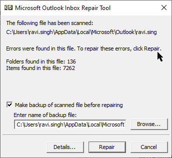 error in OST file