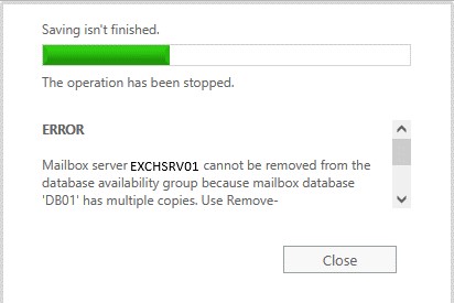 mailbox server cannot be removed from the database availability group