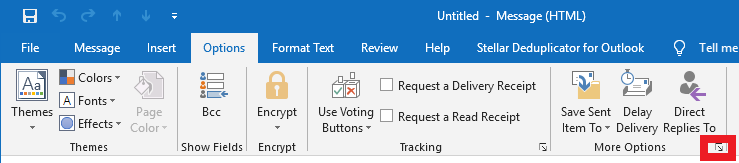 Opening more options menu for Outlook email