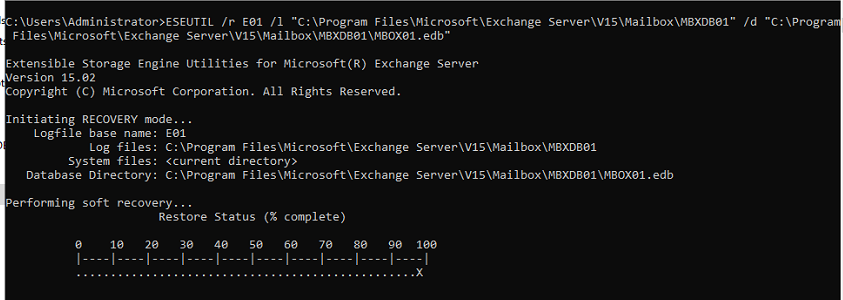 soft recovery exchange server eseutil