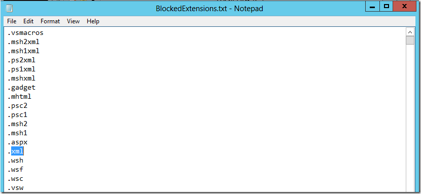 blocked extension list