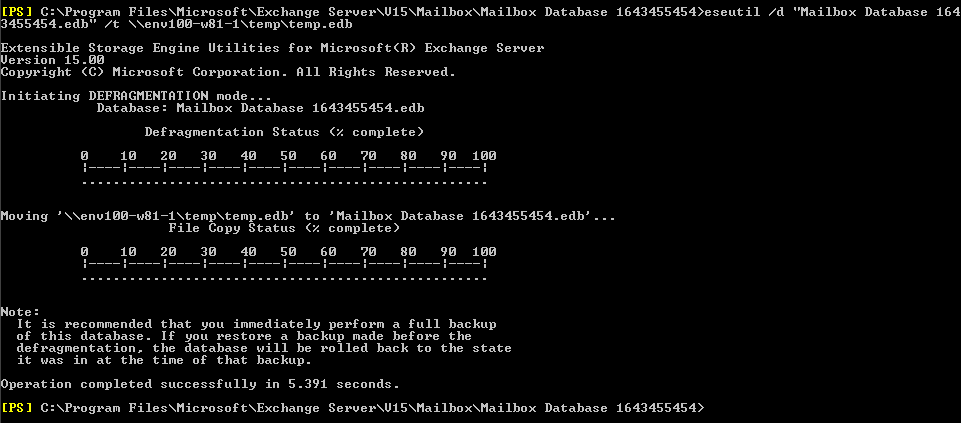 defragment database