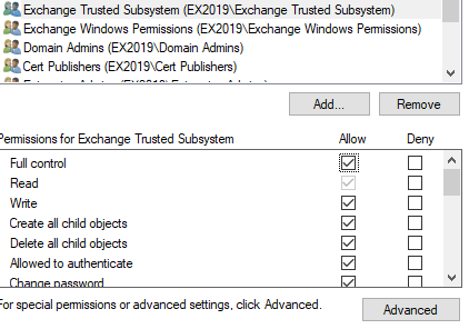 exchange trusted subsystem