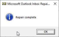PST file repair is complete