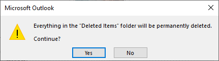 confirm deleting emails from deleted items