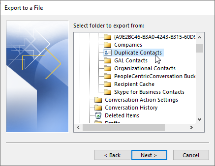 export duplicate contacts to csv format