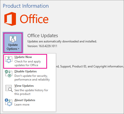 update microsoft outlook to latest version