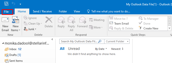 Outlook ribbon window