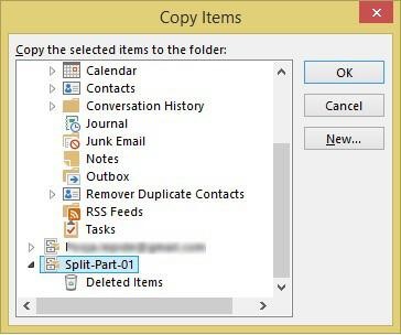 copy mail items to a different folder
