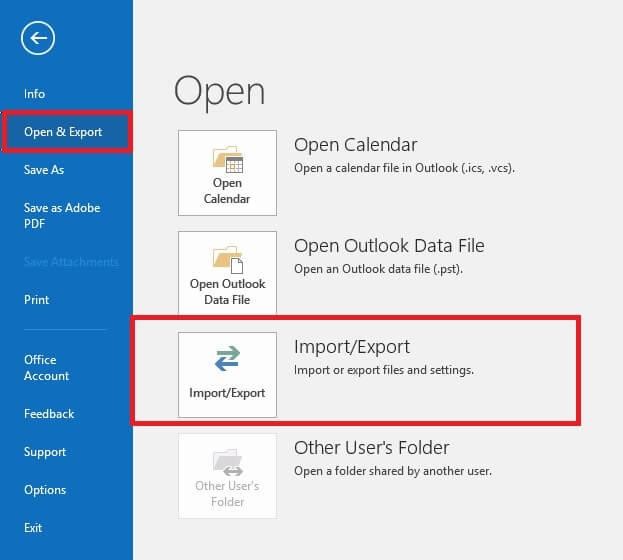 split pst file manually expot mail items to pst