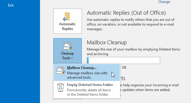 use mailbox cleanup option