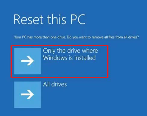Select only the drive where windows is installed