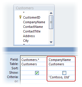 Query designer window