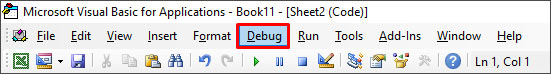 Debug Command In Excel