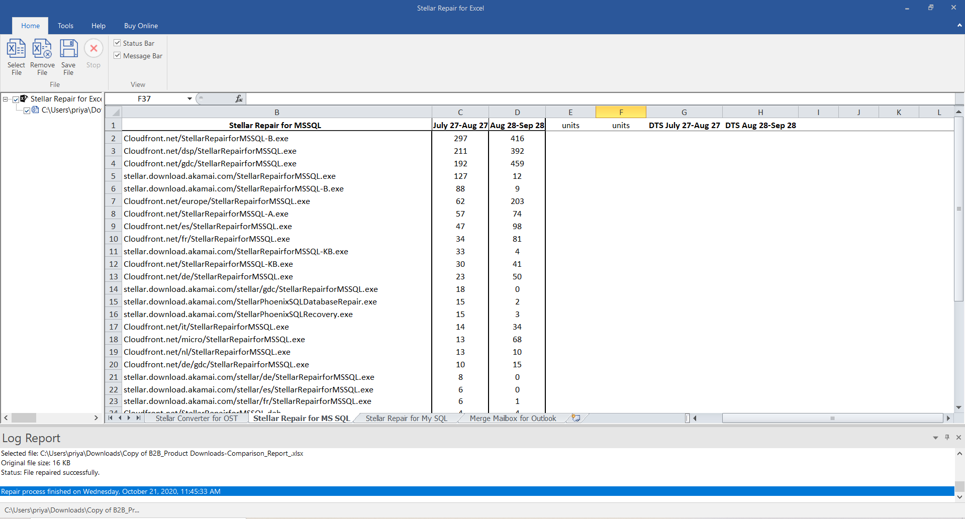 repaired excel file