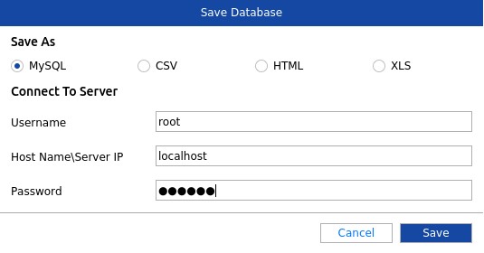 Repaired database file saving options