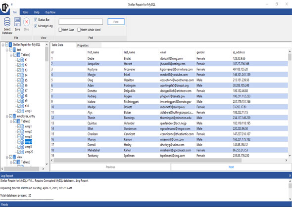 preview mysql recoverable data