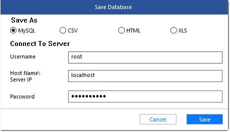 save mysql database