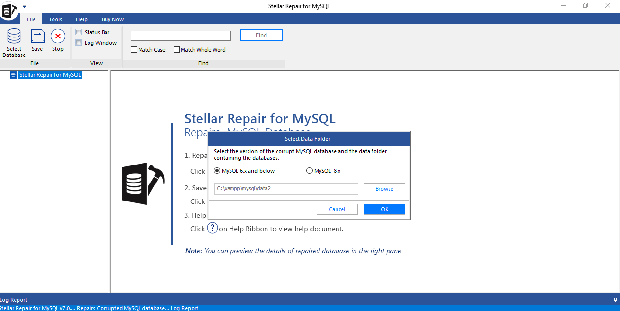 select mysql data folder