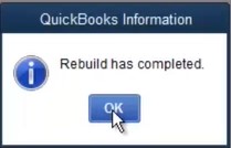 QBW File Rebuild Process Completed Message Box