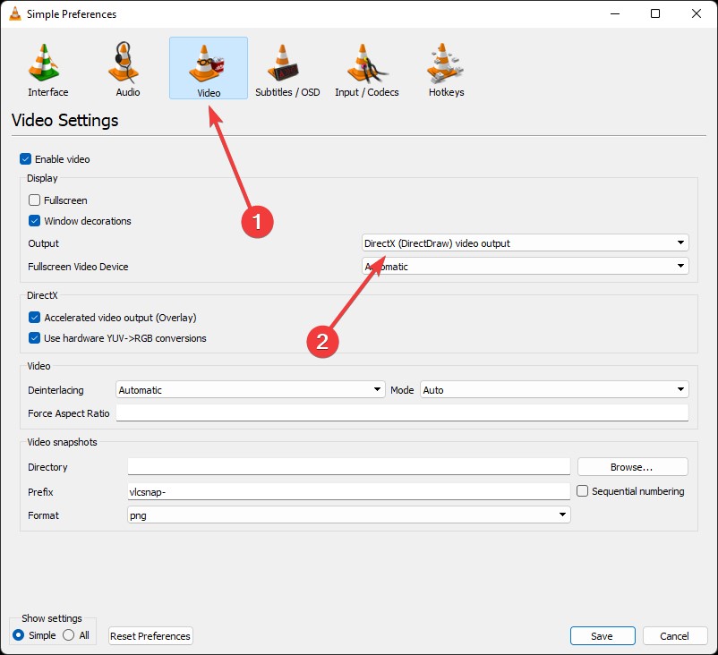 Default Video Output Mode