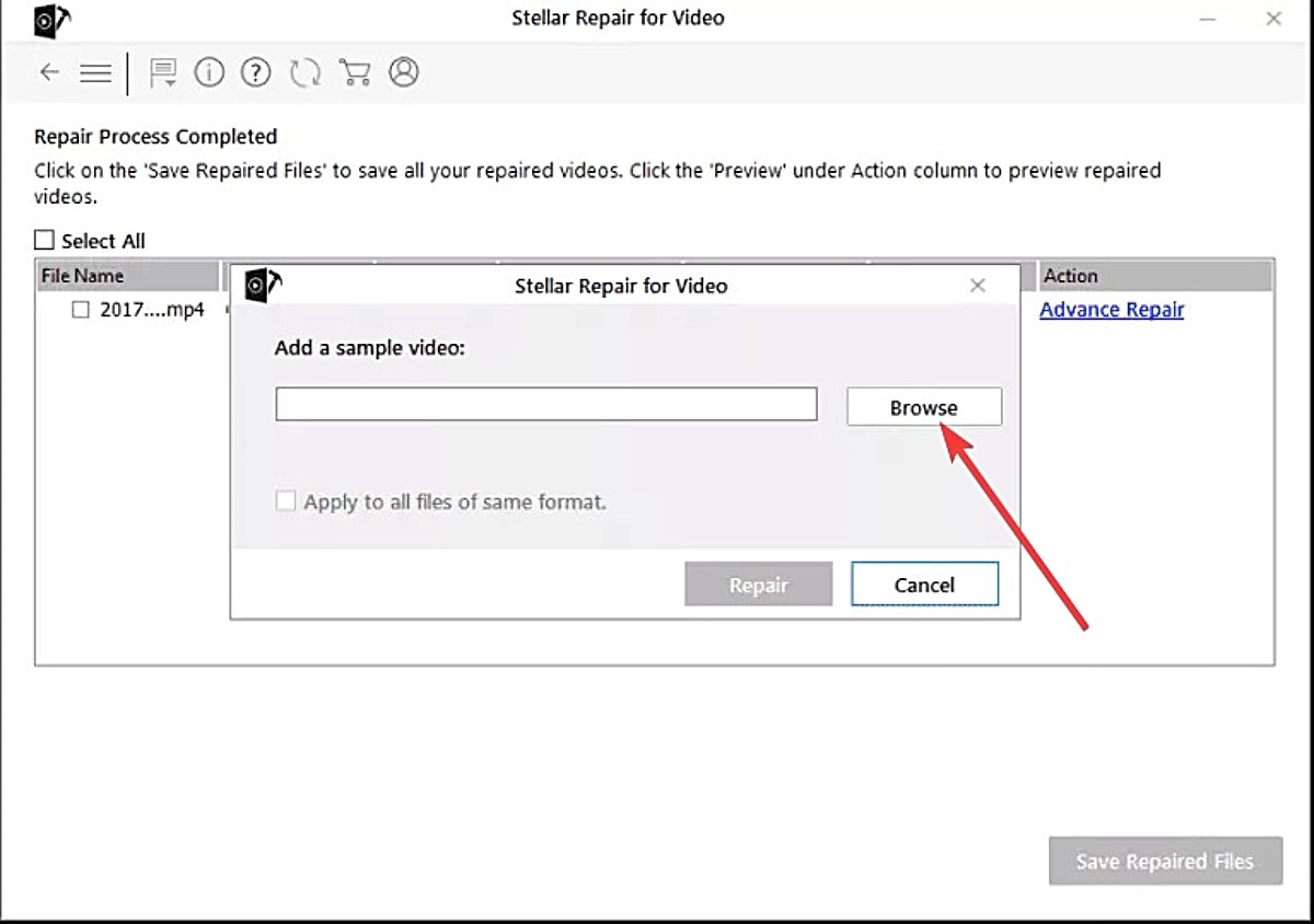 Stellar Repair For Video - Click Browse