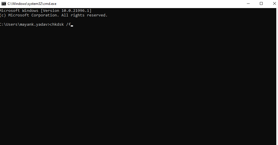 try chkdsk command