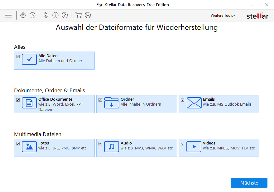 auswählen, was wiederhergestellt werden soll