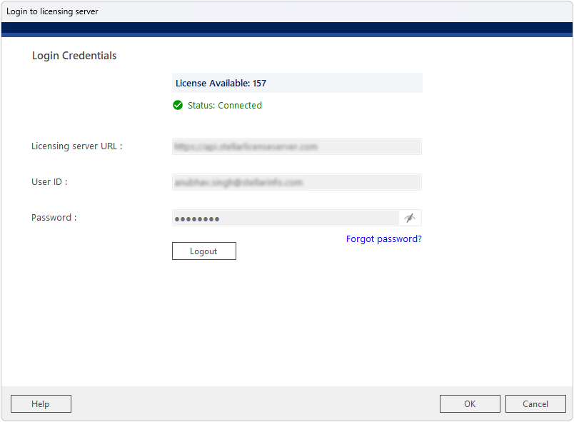 Login to Licensing Server
