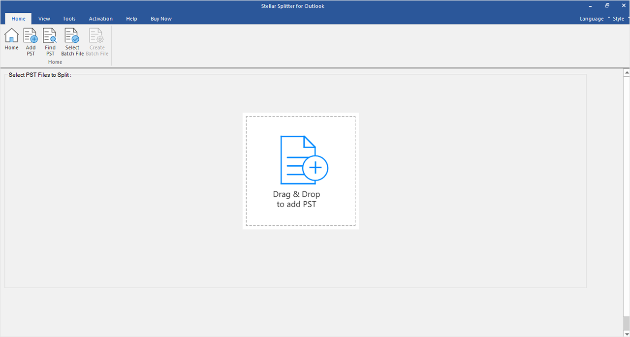 Inicie el software. Arrastre y suelte el archivo PST para añadirlo al software.