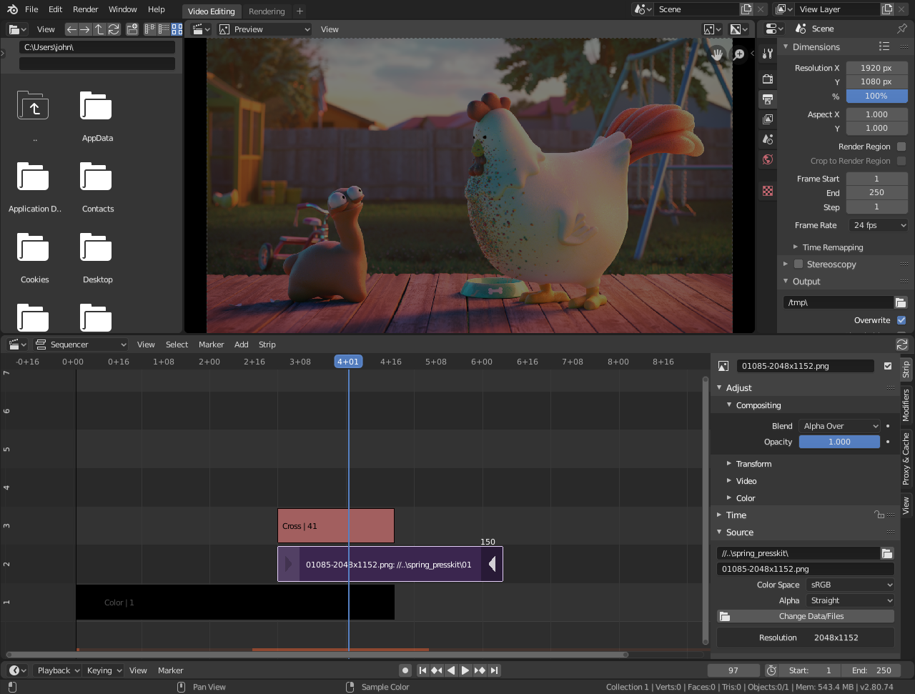 Рендеринг части изображения не поддерживается видеоредактором blender