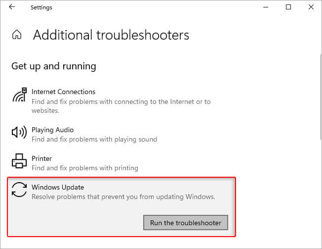 run windows update troubleshooter