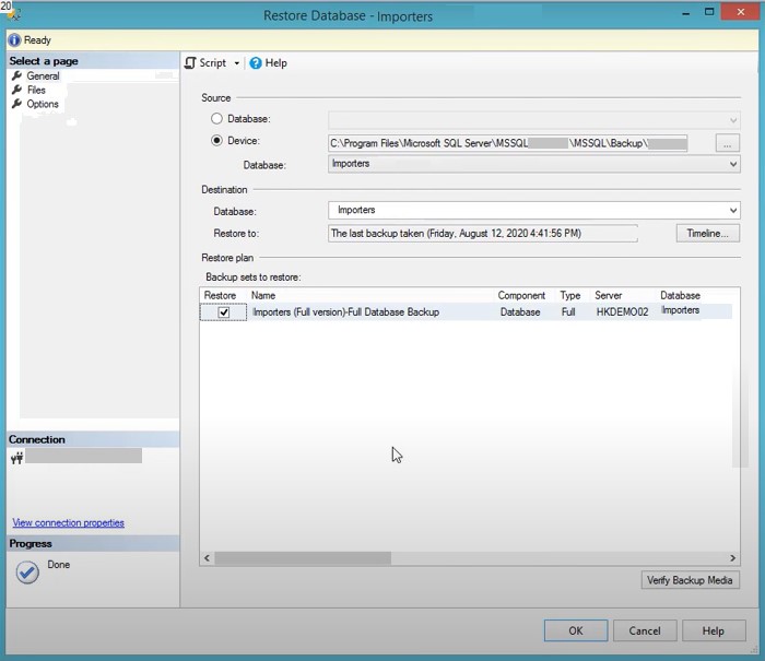 Mysql restore