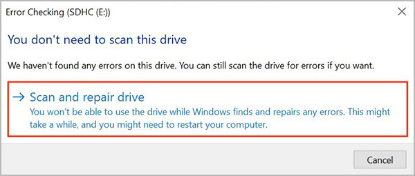 Scan-and-repair-drive