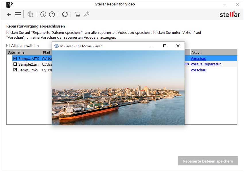 Stellar Repair for Video- Videodatei kann nicht abgespielt werden