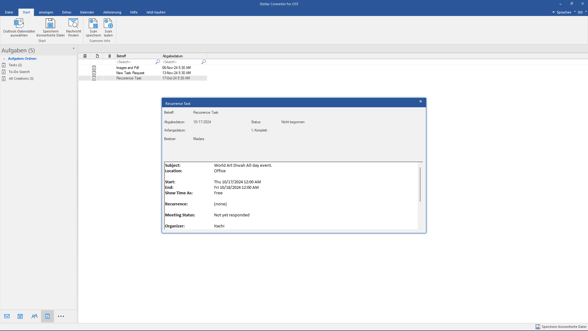 OST in PST umwandelt in Outlook 2007/ 2010/ 2013/ 2016/ 2019/ 2021