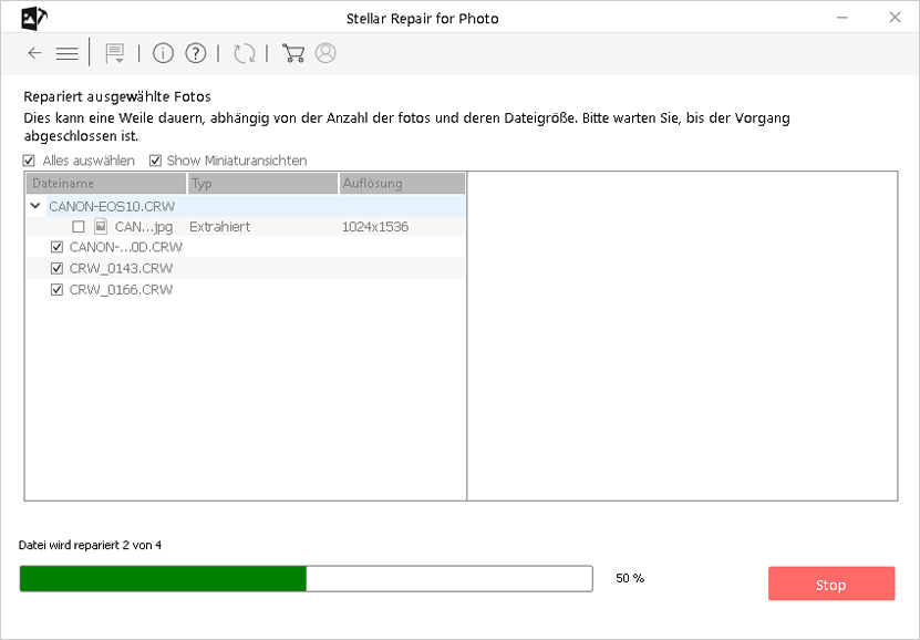 Illustration: Software listet hinzugefügte Fotos auf