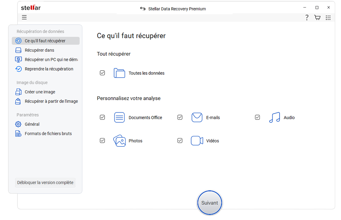 Sélectionner le type de fichier