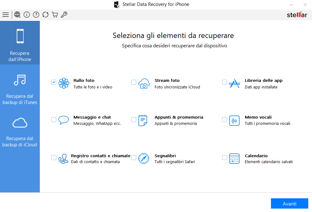 Recupero dati Stellar per iPhone