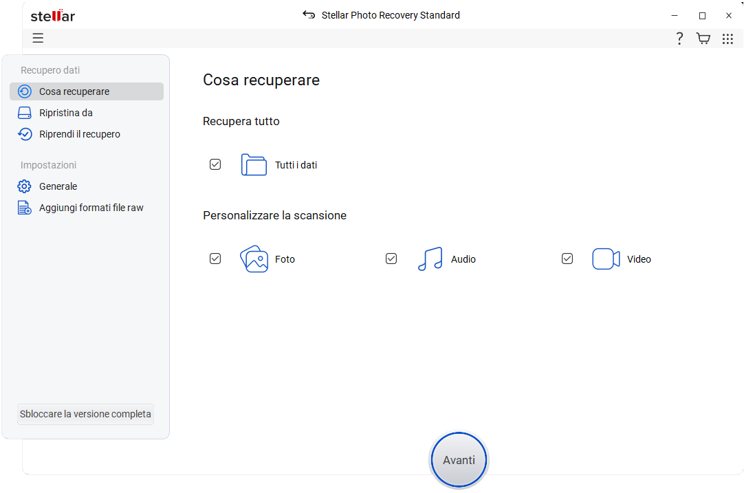 Stellar Photo Recovery - Selezionare