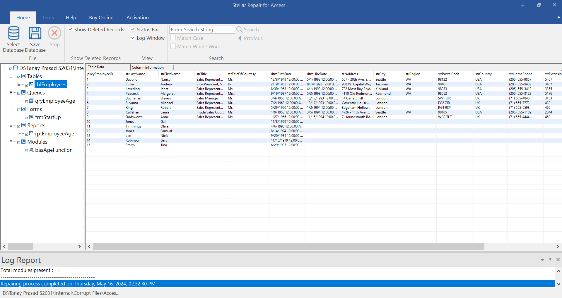 Access database repaired