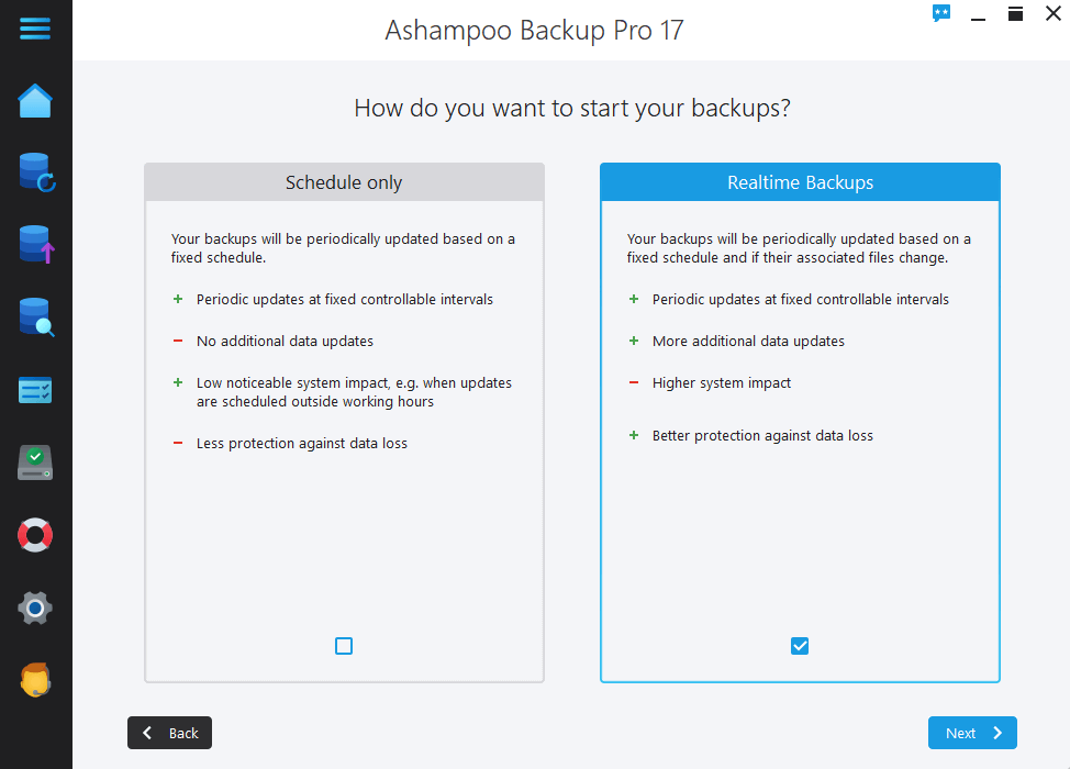 Select Type of Backup